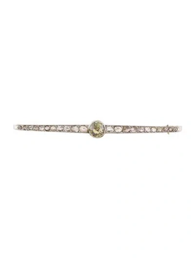 Pre-owned Brooch Platinum & 18k Diamond Pin  In Multi
