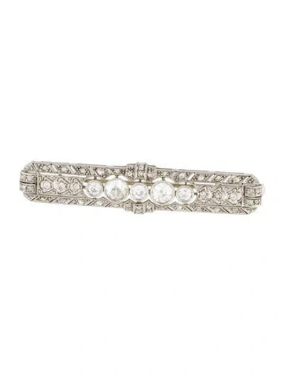 Pre-owned Brooch Platinum Diamond  In Multi