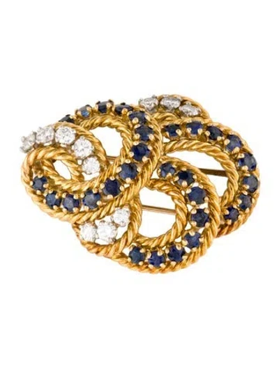 Pre-owned Brooch Sapphire & Diamond  In Multi