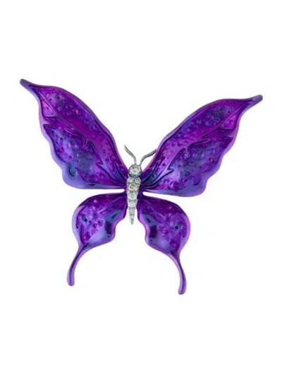 Pre-owned Brooch Titanium Diamond Butterfly  In Multi