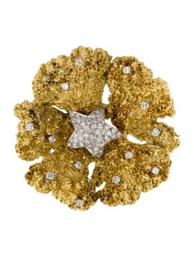 Pre-owned Brooch Two-tone 1.98ctw Diamond  In Multi
