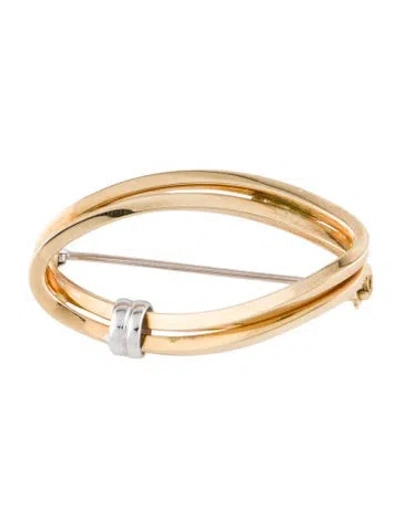 Pre-owned Brooch Two-tone Double Oval  In Multi