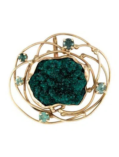 Pre-owned Brooch Vicki Thaler 14k14k Dioptase & Tourmaline Convertible Pendant/ In Multi