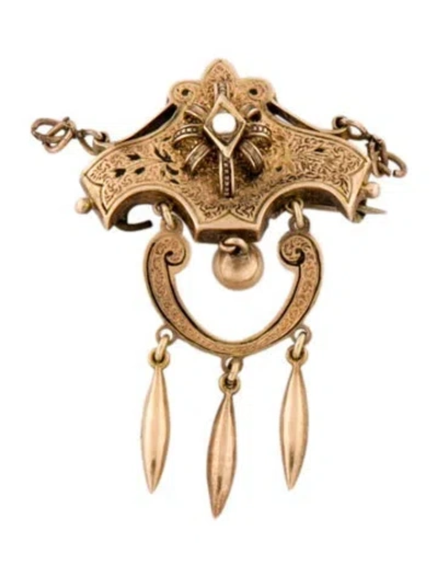 Pre-owned Brooch Victorian 14k Pearl Pin  In Multi