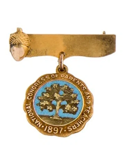 Pre-owned Brooch Vintage 10k 1897 National Congress Of Parents And Teachers Pin  In Blue