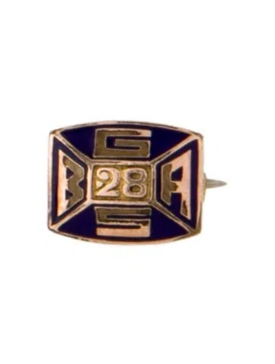 Pre-owned Brooch Vintage 10k Enamel School Lapel Pin In Blue