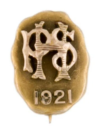 Pre-owned Brooch Vintage 10k Monogrammed Oval Lapel Pin In Multi