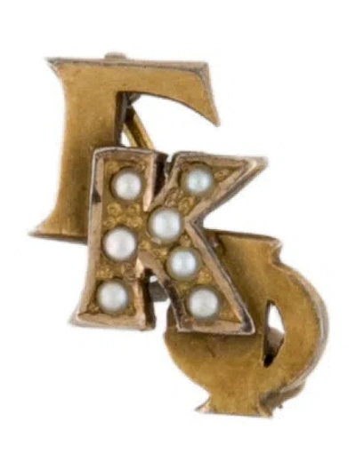 Pre-owned Brooch Vintage 10k Pearl Gamma Kappa Phi Pin In Multi