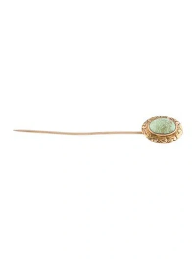 Pre-owned Brooch Vintage 10k Turquoise Stick Pin  In Multi