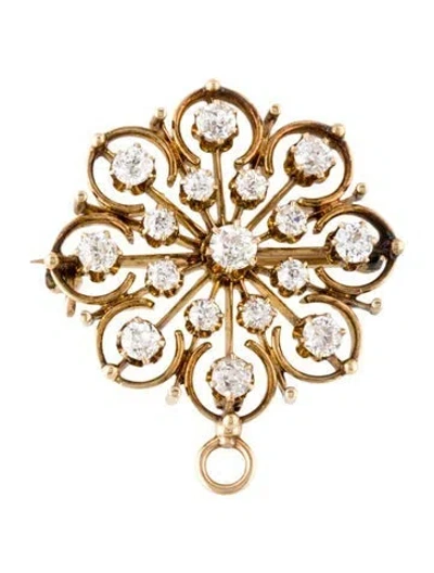 Pre-owned Brooch Vintage 14k Diamond Convertible Pendant  In Multi