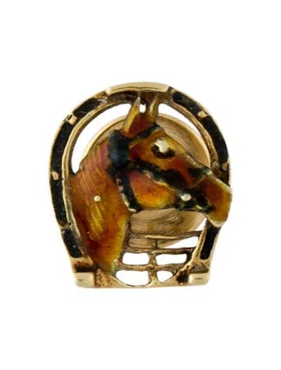 Pre-owned Brooch Vintage 14k Enamel Horse Pin In Multi