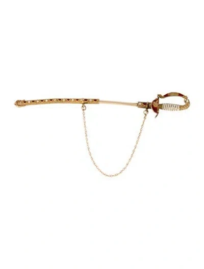 Pre-owned Brooch Vintage 14k Enamel Sabre  In Multi
