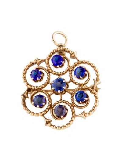 Pre-owned Brooch Vintage 14k Garnet & Glass Convertible  Pendant In Multi