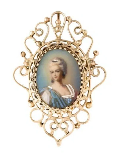 Pre-owned Brooch Vintage 14k Portrait Pin  In Multi