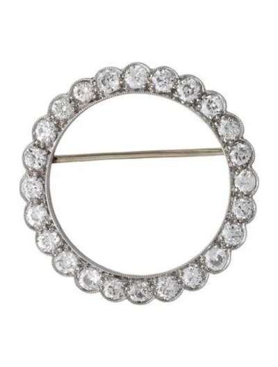 Pre-owned Brooch Vintage 2.88ctw Diamond Open Circle  In Multi