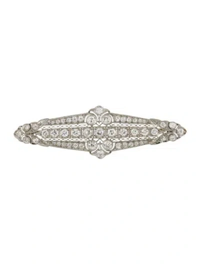 Pre-owned Brooch Vintage Platinum 3.10ctw Diamond  Pin In Multi