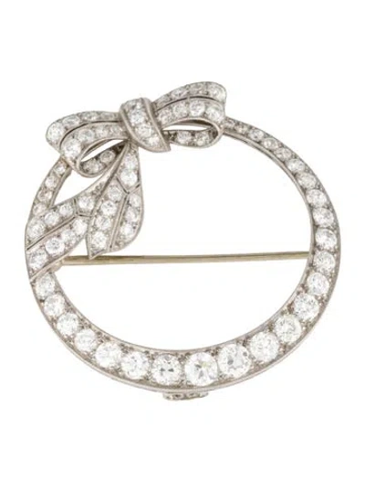 Pre-owned Brooch Vintage Platinum 3.80ctw Diamond  In Multi