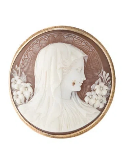Pre-owned Brooch Vintage Shell Cameo  Pendant In Multi