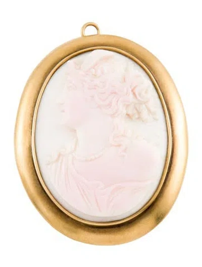 Pre-owned Brooch Vintage Shell Cameo Pendant Pin In Pink