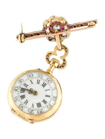 Pre-owned Brooch Watch In Multi