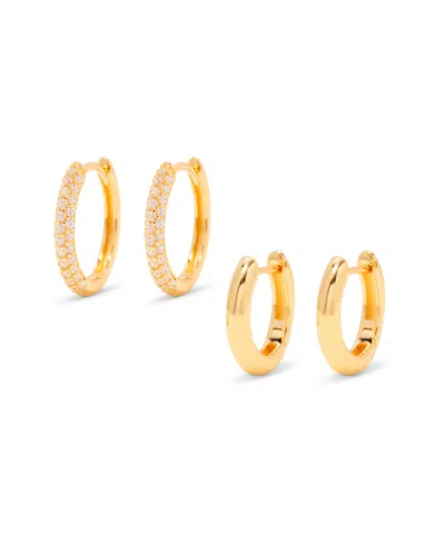 Brook & York Women's Cecile 14k-yellow-gold Vermeil & Cubic Zirconia 2-pair Huggie Hoop Earrings Set In Yellow Gold