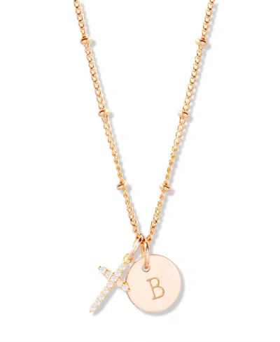Brook & York "14k Gold" Josephine Initial Cross Pendant In Gold - B
