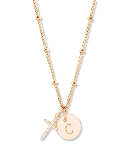 Brook & York "14k Gold" Josephine Initial Cross Pendant In Gold - C