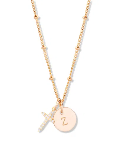 Brook & York "14k Gold" Josephine Initial Cross Pendant In Gold - Z
