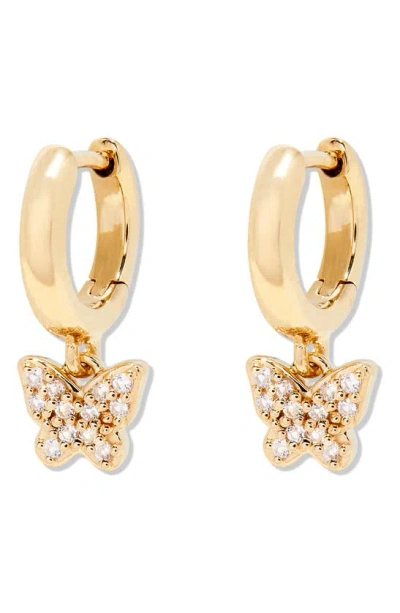 Brook & York Adeline Butterfly Drop Huggie Hoop Earrings In Gold