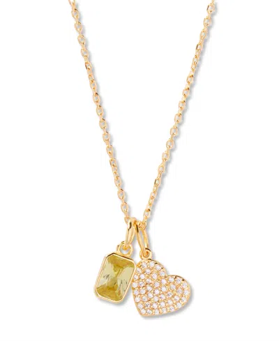 Brook & York Adeline Heart Birthstone Necklace In Brown