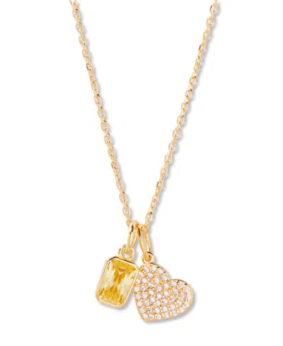 Brook & York Adeline Heart Birthstone Necklace In Brown