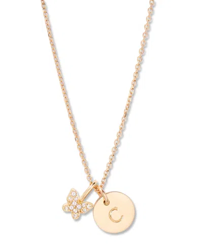 Brook & York Adeline Initial Butterfly Necklace In Letter C