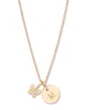 Brook & York Adeline Initial Butterfly Necklace In Letter M