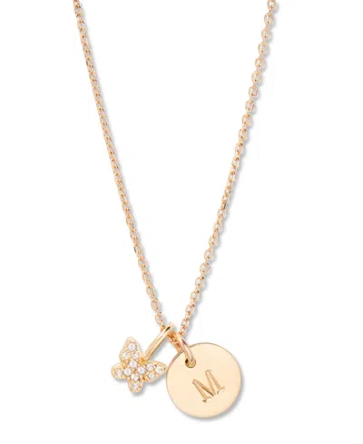 Brook & York Adeline Initial Butterfly Necklace In Letter M