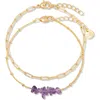 Brook & York Brook And York Alex Stacked Bead & Link Bracelet Set In Gold February