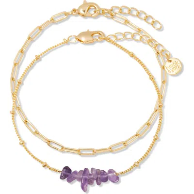 Brook & York Brook And York Alex Stacked Bead & Link Bracelet Set In Gold February