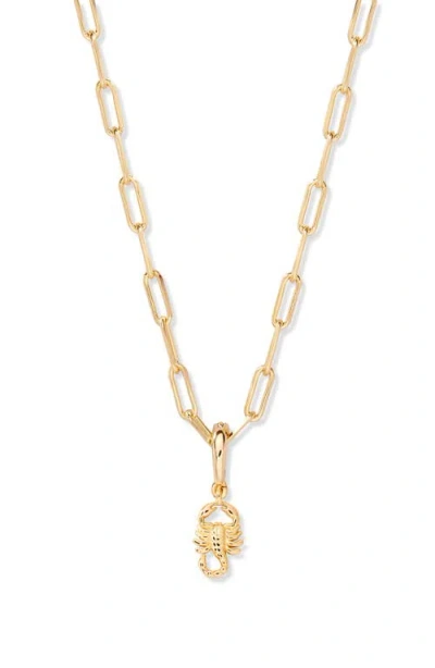Brook & York Brook And York Aries Zodiac Charm Paperclip Necklace In Gold