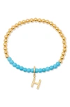 Brook & York Brook And York Bennett Inital Turquoise Beaded Bracelet