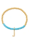 Brook & York Brook And York Bennett Inital Turquoise Beaded Bracelet