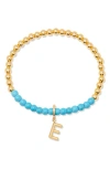 Brook & York Brook And York Bennett Inital Turquoise Beaded Bracelet