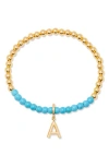 Brook & York Brook And York Bennett Inital Turquoise Beaded Bracelet