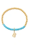 Brook & York Brook And York Bennett Inital Turquoise Beaded Bracelet