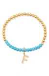 Brook & York Brook And York Bennett Inital Turquoise Beaded Bracelet