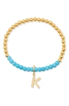 Brook & York Brook And York Bennett Inital Turquoise Beaded Bracelet