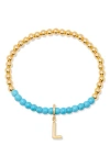 Brook & York Brook And York Bennett Inital Turquoise Beaded Bracelet