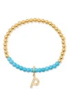 Brook & York Brook And York Bennett Inital Turquoise Beaded Bracelet