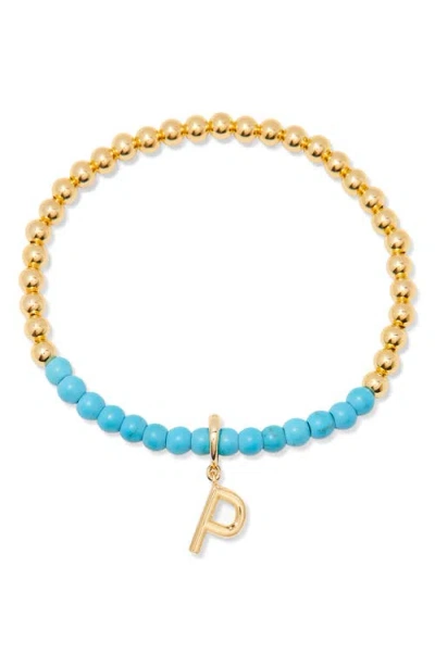Brook & York Brook And York Bennett Inital Turquoise Beaded Bracelet