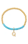 Brook & York Brook And York Bennett Inital Turquoise Beaded Bracelet
