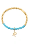 Brook & York Brook And York Bennett Inital Turquoise Beaded Bracelet