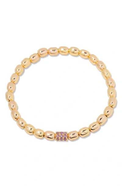Brook & York Brook And York Brei Birthstone Beaded Stretch Bracelet In Gold February